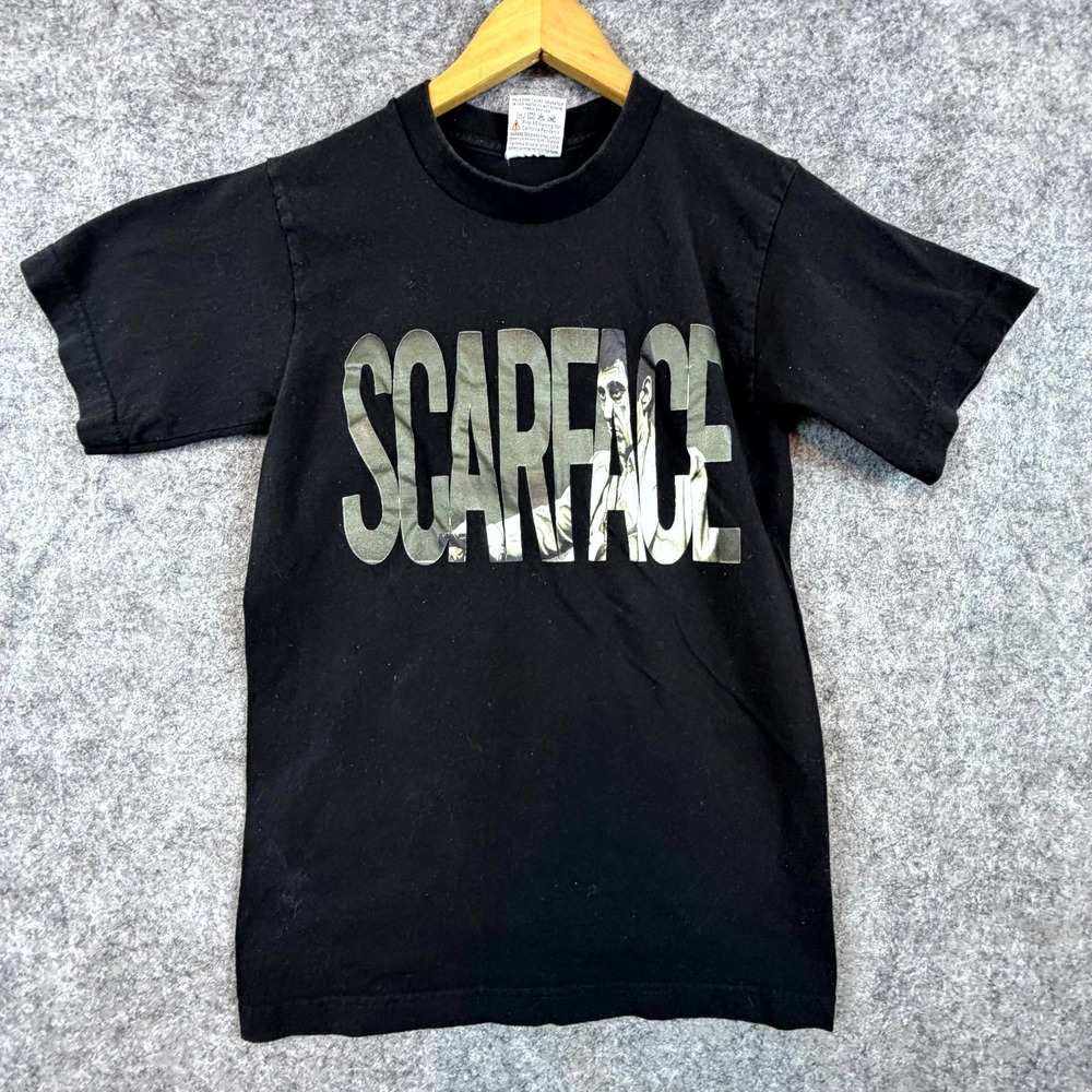 Scarface Movie Pro 5 T-Shirt Mens Small Black Cotton Spellout Logo Short Sleeve